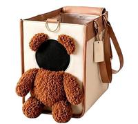 Teddy Bear Dog Carrier Bag 2 en 1 Elegante Bolso for Perros pequeños | Portabebés for cachorros con orificio transpirable y base acolchada, bolsa de mano portátil for salidas diarias(L)