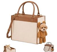 Teddy Bear Dog Carrier Bag,Bolsa Transportadora para Perro,Bolso Multifuncional 2 en 1 con Orejas peludas y Ventana de Visualización,Bolsa de Viaje Portátil y Práctica para Paseos y Mandados