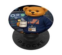 Teddy Bear Happy Coding, Just a Boy Who Loves Coding PopSockets PopGrip Adhesivo