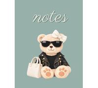 Teddy Bear Notebook for Kids - Aesthetic School Notes Journal, Grey Turquoise: Minimal Writing Book, Stylish Notebook for School, Homework and Daily Use