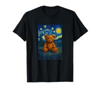 Teddy Bear on Starry Night Painting Illustration Graphic Camiseta