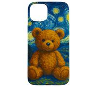 Teddy Bear on Starry Night Painting Illustration Graphic Carcasa para iPhone 15 Plus