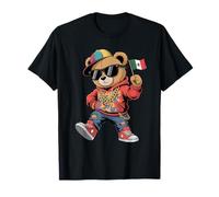 Teddy Bear Rapper Style Mexico Flag Funny Cartoon Outfit Camiseta