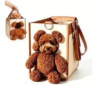 Teddy Carrier Bag for Dogs and Cats, 2 in 1 Multifunctional Pet Handbag, Pet Handbag with Exposed Head Design, Portable Kitten & Puppy Tote for Puppies, Kittens, Bichon, Poodle, Walks (S)