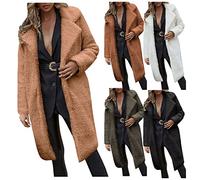 Teddy Chaqueta de forro polar para mujer, color beige, elegante chaqueta de invierno forrada cálida, abrigo de forro polar mullido, sin capucha, chaqueta de peluche, abrigo de peluche, abrigo de felpa