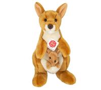 Teddy Hermann 91633 Canguro con bebé 30 cm, Peluche con Contenido Reciclado Ideal (Material de Relleno)