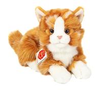 Teddy Hermann 91837 Gato Tigre Rojo Tumbado 20 cm, Peluche con Contenido Reciclado Ideal (Material de Relleno)