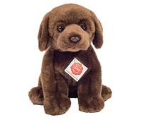 Teddy Hermann 91958 Perro Labrador Sentado marrón Oscuro 25 cm, Peluche con Contenido Reciclado Ideal (Material de Relleno)