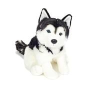 Teddy Hermann 91976 Husky Perro Sentado 30 cm, Peluche con Contenido Reciclado Ideal (Material de Relleno)