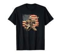 Teddy Roosevelt Guitarra eléctrica Divertida Historia Americana Camiseta