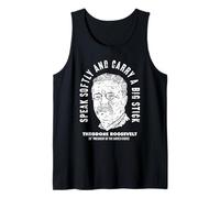 Teddy Roosevelt Retrato Bick Stick Política Exterior Vintage Camiseta sin Mangas