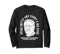Teddy Roosevelt Retrato Bick Stick Política Exterior Vintage Manga Larga