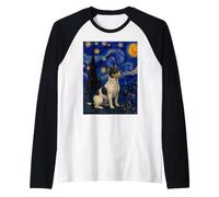 Teddy Roosevelt Terrier Perro Van Gogh Noche Estrellada Camiseta Manga Raglan