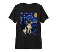 Teddy Roosevelt Terrier Perro Van Gogh Noche Estrellada Camiseta Premium