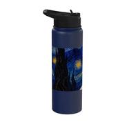 Teddy Roosevelt Terrier Perro Van Gogh Noche Estrellada Stainless Steel Insulated Water Bottle