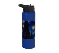 Teddy Roosevelt Terrier Perro Van Gogh Noche Estrellada Stainless Steel Insulated Water Bottle
