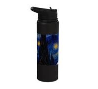 Teddy Roosevelt Terrier Perro Van Gogh Noche Estrellada Stainless Steel Insulated Water Bottle