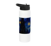 Teddy Roosevelt Terrier Perro Van Gogh Noche Estrellada Stainless Steel Insulated Water Bottle