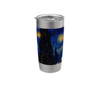 Teddy Roosevelt Terrier Perro Van Gogh Noche Estrellada Vaso térmico de acero inoxidable de doble pared
