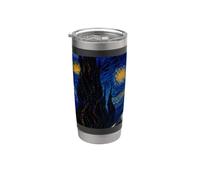 Teddy Roosevelt Terrier Perro Van Gogh Noche Estrellada Vaso térmico de acero inoxidable de doble pared