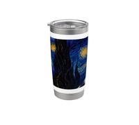 Teddy Roosevelt Terrier Perro Van Gogh Noche Estrellada Vaso térmico de acero inoxidable de doble pared