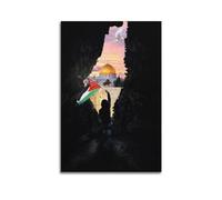 TeDe Palestina libre mapa arte sala de estar dormitorio carteles pintura decorativa impresión lienzo pared 08 x 12 pulgadas (20 x 30 cm) estilo sin marco