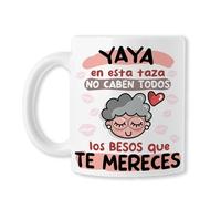 TEDEDIKO Besos_abuel@ (TAZAS PARA ABUELA - Yaya, en esta taza no caben todos los besos que te mereces - Navidad - Cumpleaños - Aniversario - DÍA DE LA MADRE. Ideal Para Regalar - Cerámica Blanca)