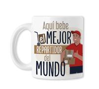 TEDEDIKO MENSAJERO Aquí Bebe El Mejor Repartidor - Taza De Agradecimiento de Paquetería - Taza Para Profesionales, Repartidora de Paquetes. Idea de Regalo Para Hombre. Cerámica blanca