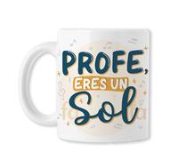 TEDEDIKO Taza Para Profesores de Música Fin de Curso - Profe, Eres un Sol. Regalo de niños a Maestros -Para hombre y mujer. Colegio - Escuela - Cerámica Blanca Brillante. Ideal Para Café