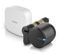 tedee GO2 Alu Cerradura Inteligente con WiFi y Bluetooth, Electrónica Kit con Cilindro Exxo Smart 31-62/31-62mm y Bridge, para Acceso Remoto y Desbloqueo Automático, Compatible con Alexa y Google Home