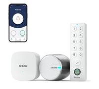 tedee GO2 Alu Cerradura Inteligente con WiFi y Teclado biométrico de Huellas Dactilares para Acceso Remoto, Alexa Google Smart Home, Smart Lock con App y Bluetooth