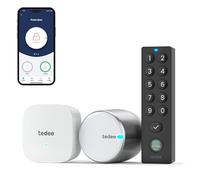 tedee GO2 Alu Cerradura Inteligente con WiFi y Teclado biométrico de Huellas Dactilares para Acceso Remoto, Alexa Google Smart Home, Smart Lock con App y Bluetooth