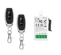 Tedeligo 433Mhz AC 220V 1Canal Interruptor De Control Remoto Inalámbrico Módulo Receptor De Rele RF Con 2 Transmisore, Controlador De Contacto Seco Pasivo, Para Sistema De Puerta De Garaje Iluminación