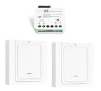 Tedeligo Interruptor De Luz Inalámbricas, compatibles con interruptores de pared AC220V cable de fase único, alcance de control inalámbrico de hasta 100 m para luces interiores, 2 a 1