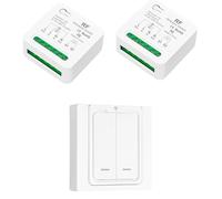 Tedeligo Interruptor inalambrico, Emisor De Radio Móvil Y Emisor De Pared 2 En 1, Mini Receptor Funciona Con Interruptor De Panel De Pared, Para Lámparas De Hasta 220V 3500W(1interruptor 2receptor)