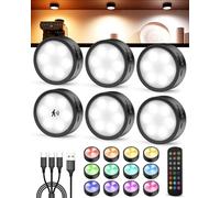 Tedmos Luz Armario Recargable con Sensor Movimiento, Foco LED RGB con Mando