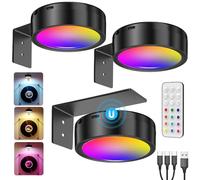 Tedmos Luz Cuadros Sin Cable con Mando, 2600mAh Foco LED Pared Recargable USB Aplique LED Cuadro Luces Vitrina RGB Foco Bateria Magnetico Luz de Imagen Inalámbrica Iluminación Iman para Expositores