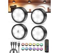 Tedmos Luz Nocturna Sensor Movimiento Recargable USB 2400mAh, Luces LED Interior RGB Regulable, Iluminación Magnética Sin Cable para Escalera Pasillo Dormitorio Cocina Garaje Armario