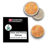 Ted's Sterling Magic Disappearing Dime and Penny Trick con anillo de metal, edición de lujo