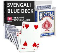 Ted's Sterling Magic Precision Blue Rider Back Bike Svengali Deck con instrucciones para más de 100 trucos (4 de corazones)