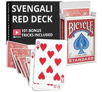 Ted's Sterling Magic Precision Red Rider Back Bike Svengali Deck con instrucciones para más de 100 trucos (8 de corazones)