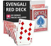 Ted's Sterling Magic Precision Red Rider Back Bike Svengali Deck con instrucciones para más de 100 trucos (9 de diamantes)