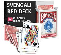 Ted's Sterling Magic Precision Red Rider Back Bike Svengali Deck con instrucciones para más de 100 trucos (Queen of Clubs)