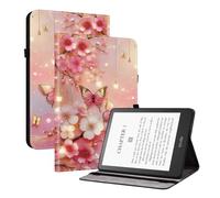 TEDTIKJT - Carcasa compatible con Kindle Paperwhite 5 11th Gen 6.8" 2021/2023 para tablet de piel sintética con tapa y soporte para protección con diseño de tableta y mariposas