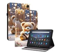 TEDTIKJT Funda Compatible con Amazon Fire MAX 11 11" 2023 Flip Cover Case PU Cuero Patrón Pintado Funda Carcasa Protectora de Tableta con Función de Soporte Case,El Oso Diamante