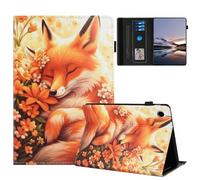 TEDTIKJT Funda Compatible con Honor Pad 10 12.1" 2025 Funda PU Cuero Flip Protectora Cover Patrón Pintado con Ranura para Tarjetas Stand Carcasa para Honor Pad 10 Cover,Zorro Dormido