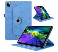 TEDTIKJT Funda Compatible con iPad Pro 11 Pulgadas 2024 Tablet Funda PU Cuero Protectora 360 Giratoria de ángulo Múltiple Soporte Función Cover Flip iPad Pro 11" Tablet Carcasa, Azul Árboles