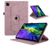 TEDTIKJT Funda Compatible con iPad Pro 11 Pulgadas 2024 Tablet Funda PU Cuero Protectora 360 Giratoria de ángulo Múltiple Soporte Función Cover Flip iPad Pro 11" Tablet Carcasa,Oro Rosa Árboles