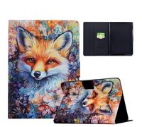 TEDTIKJT Funda Compatible con Kindle Paperwhite 11th Gen 6" 2022/2024 Funda Tablets Cover PU Cuero Patrón Animal Flip Stand Protectora Carcasa con Auto-Sueño/Estela,Zorro de Flores Azules