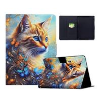 TEDTIKJT Funda Compatible con Kindle Paperwhite 11th Gen 6" 2022/2024 Funda Tablets Cover PU Cuero Patrón Animal Flip Stand Protectora Carcasa con Auto-Sueño/Estela,Blue Butterfly Cat